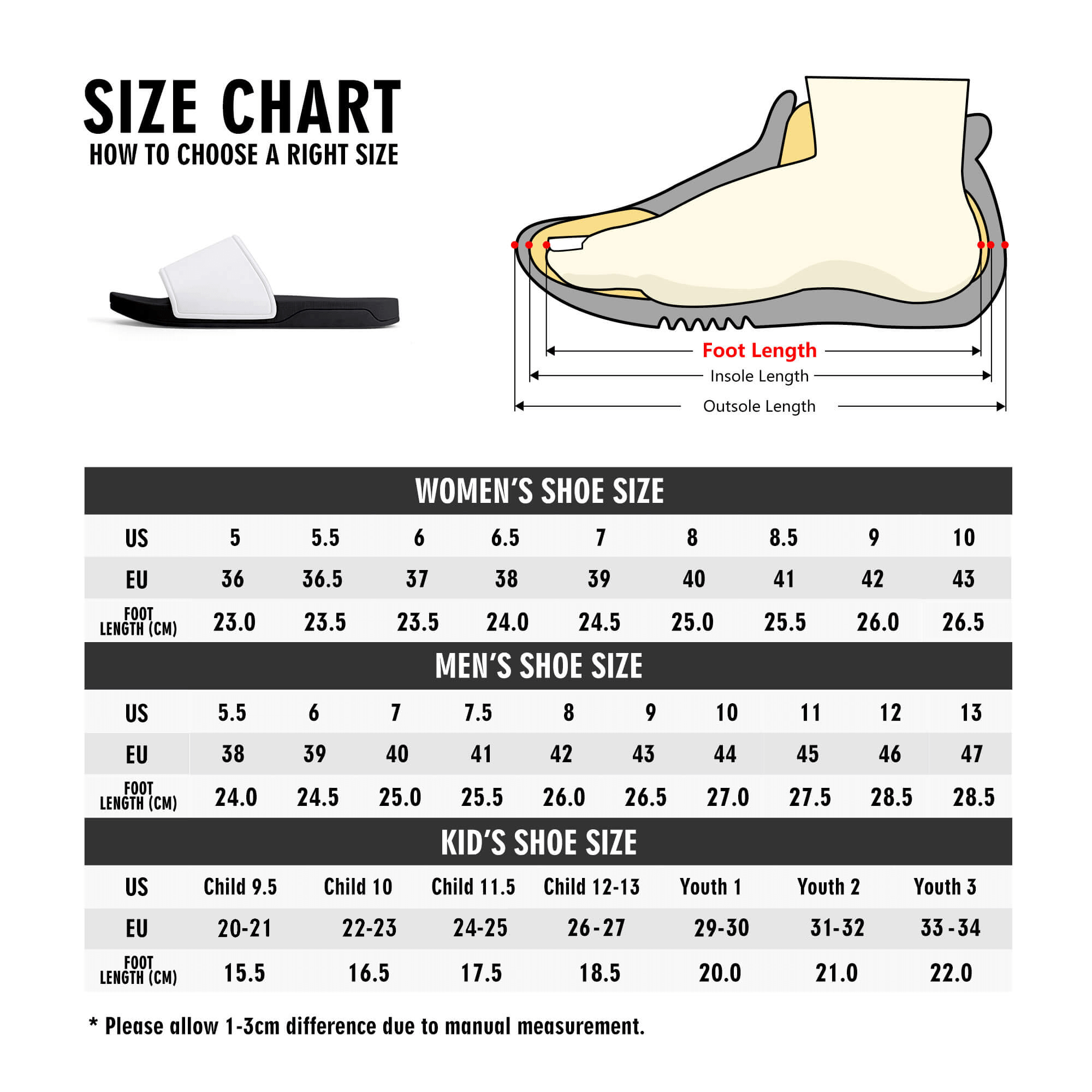 D30 Slide Sandals - White | InkPOD