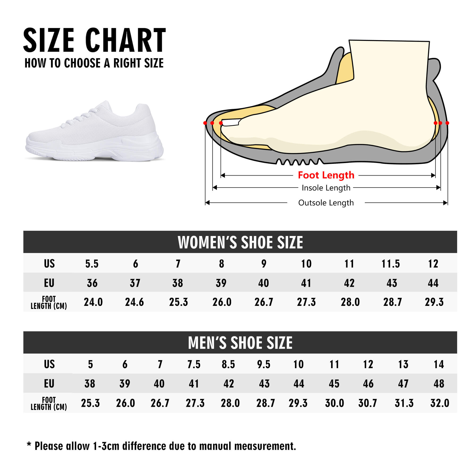 Customizable Chunky Sneakers (White) | Design your own | Shoe Zero